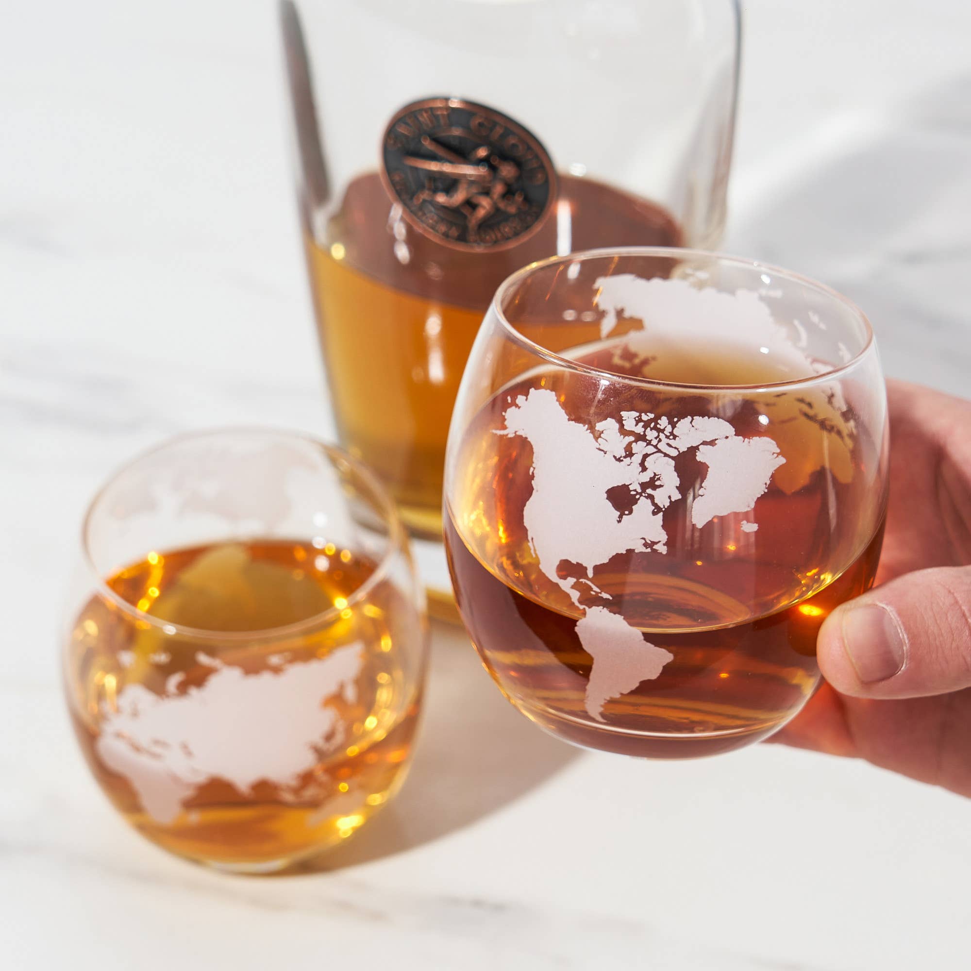 Globe Themed Whiskey Tumblers