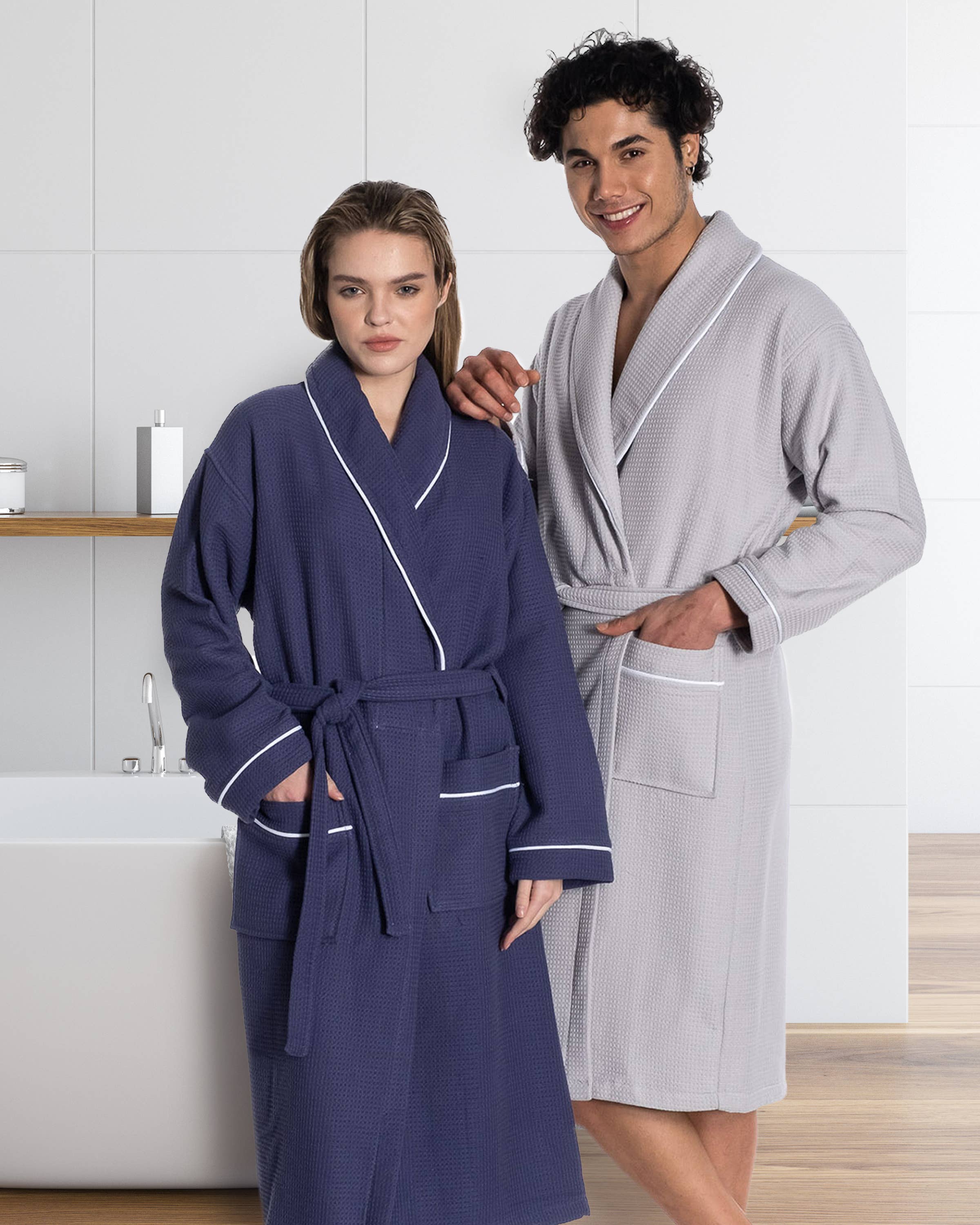 Waffle Terry Turkish Cotton Unisex Bathrobe