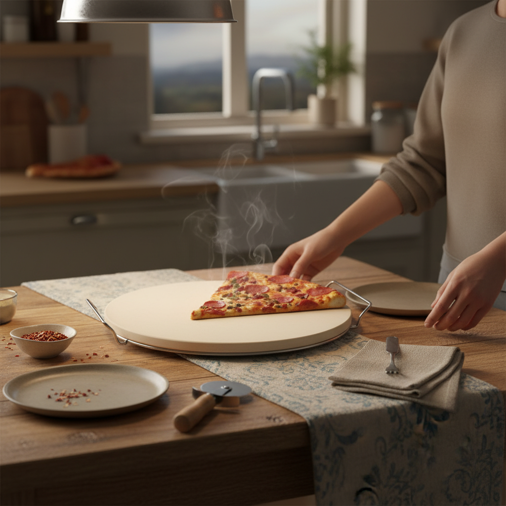 Round Pizza Stone With Rack, 15"