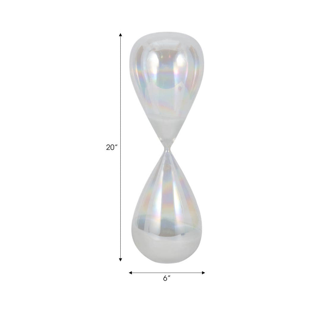 Glass Large Iridescent Teardrop Hourglass - Clear, 20 in.