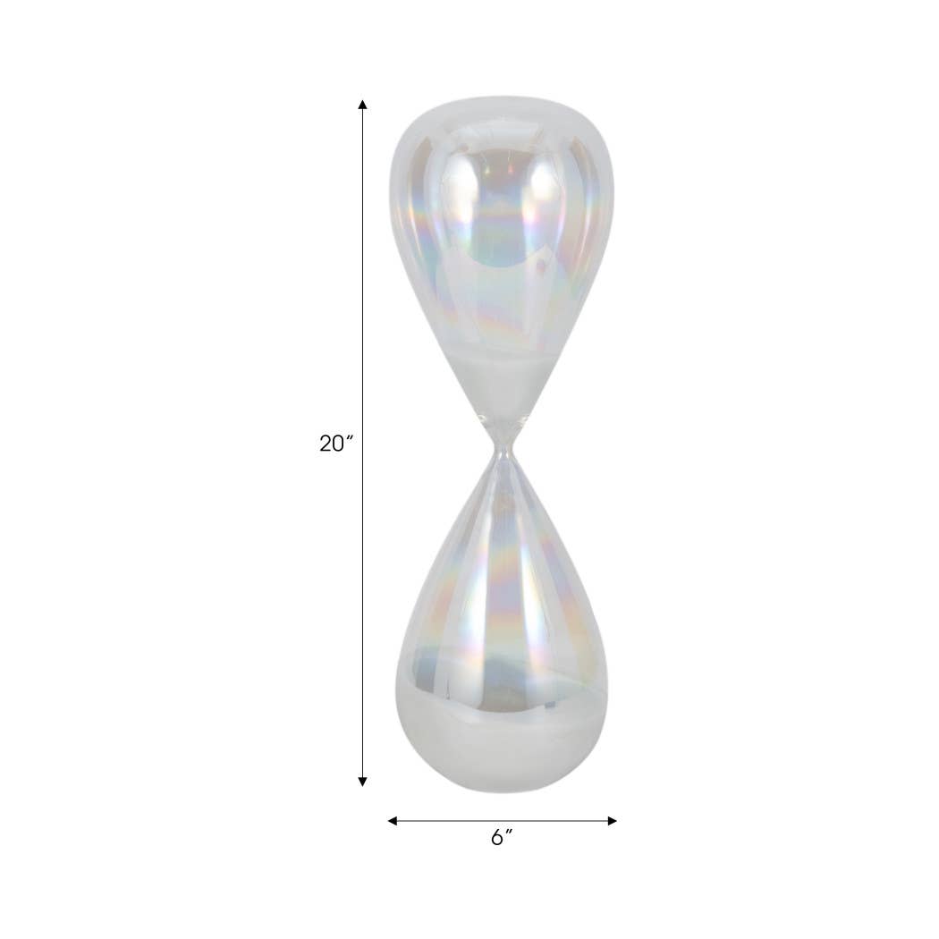 Glass Large Iridescent Teardrop Hourglass - Clear, 20 in.
