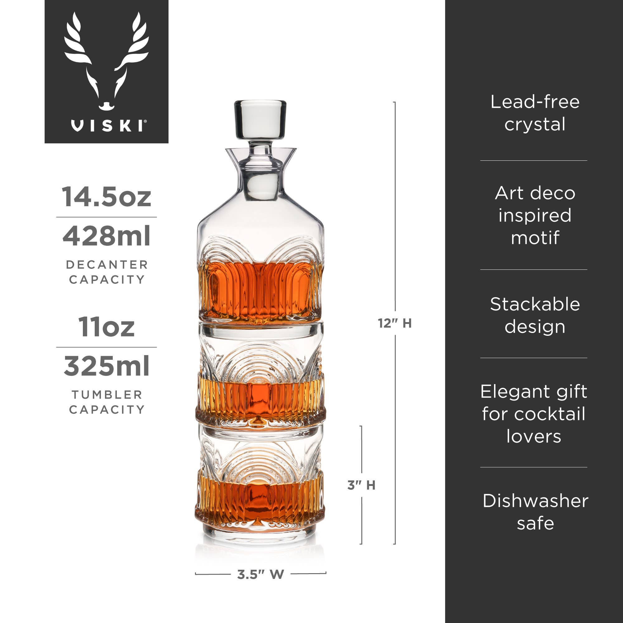 Stacking Decanter and Glasses Set Deco Beau