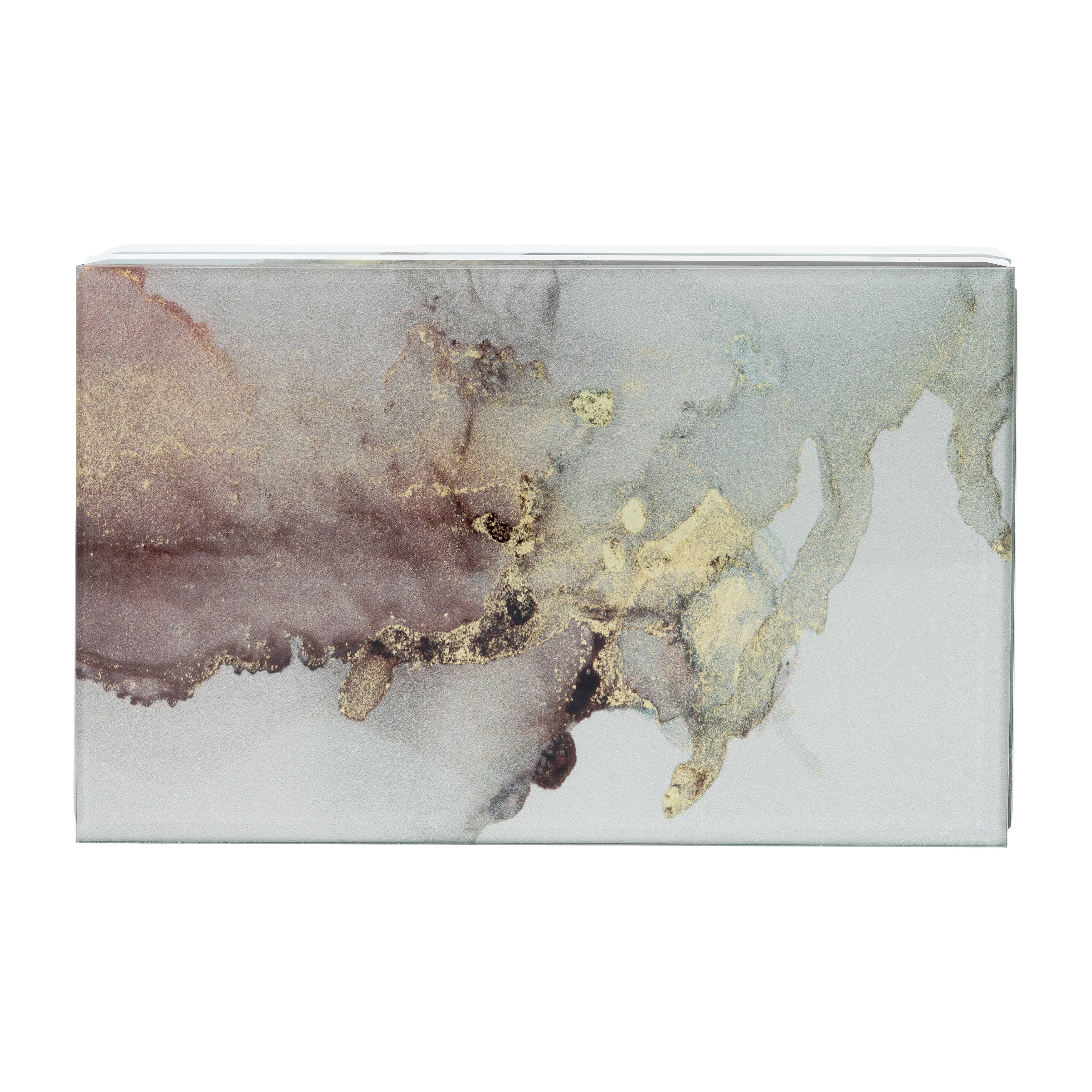 Decorative Box - White/Beige/Gold Wood
