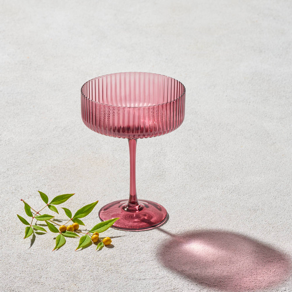 Malibu, Ribbed Glass, Plum, 17oz Wine glass