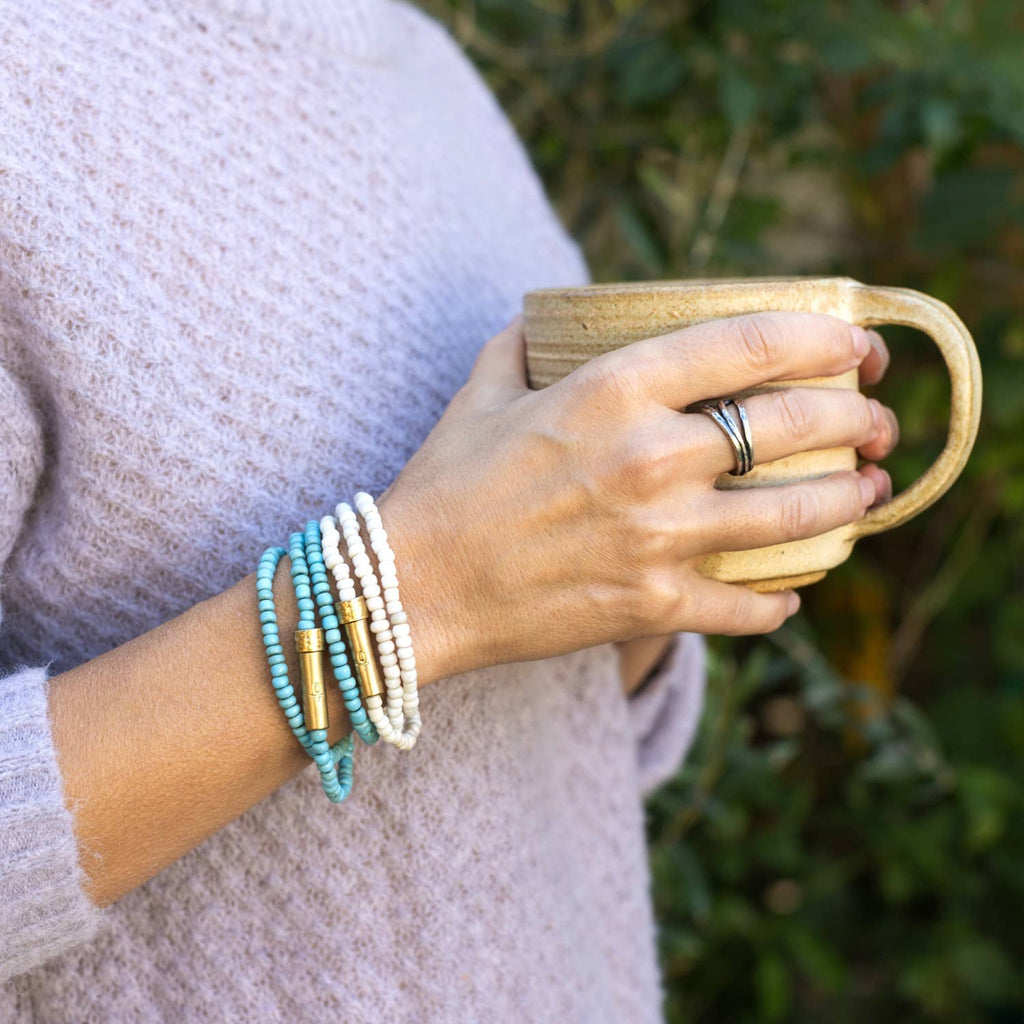 Blue Seed Wrap Bracelet-Wishbeads