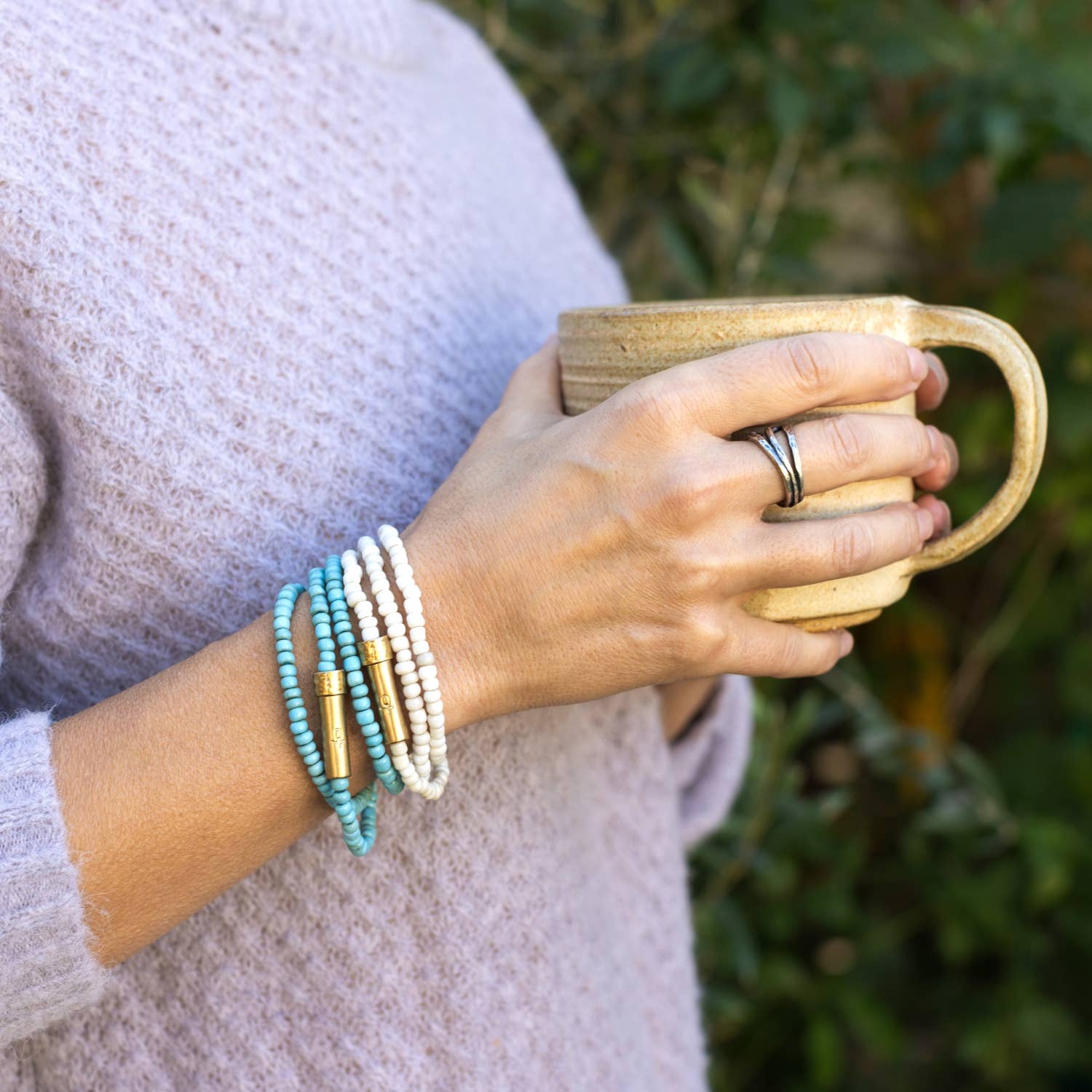 Blue Seed Wrap Bracelet-Wishbeads