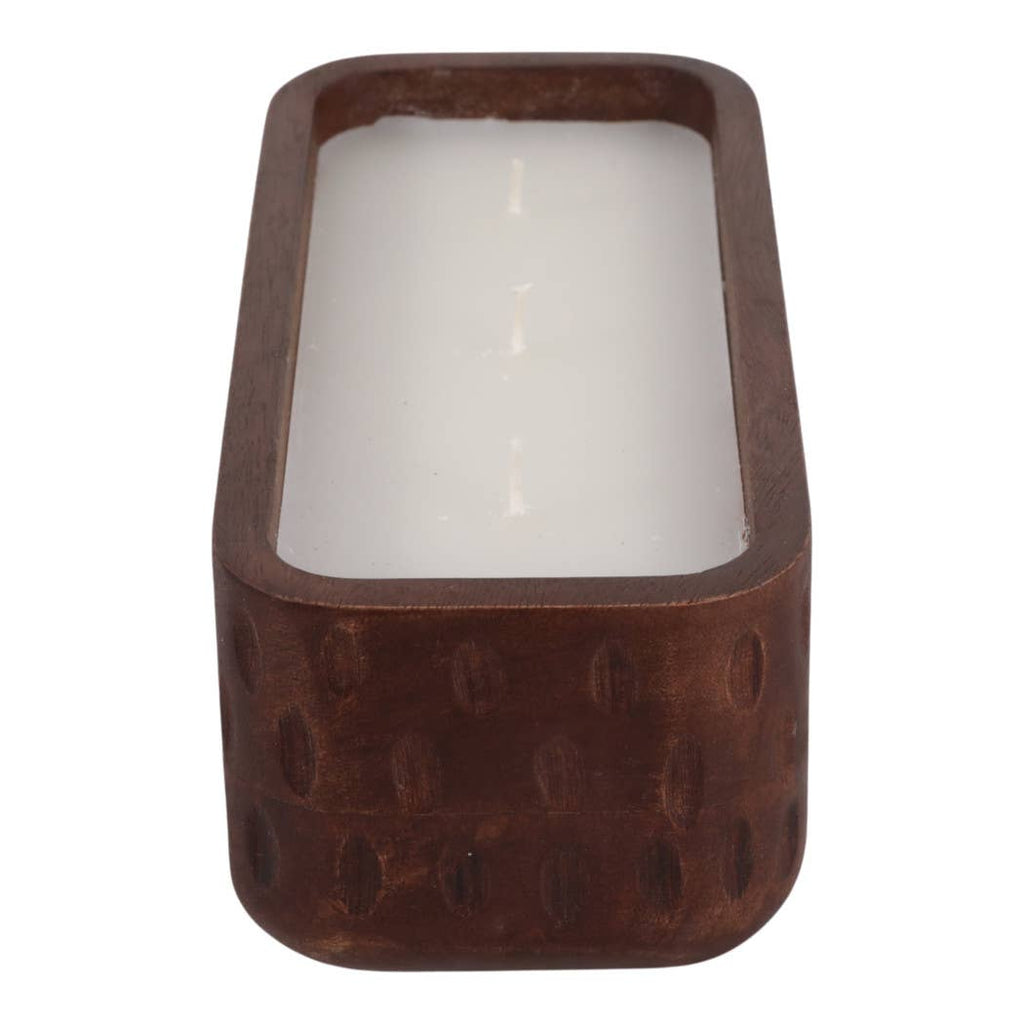 Brown Mango Pottery "Wood Hammered", 18 Oz, Vanilla Scented Candle