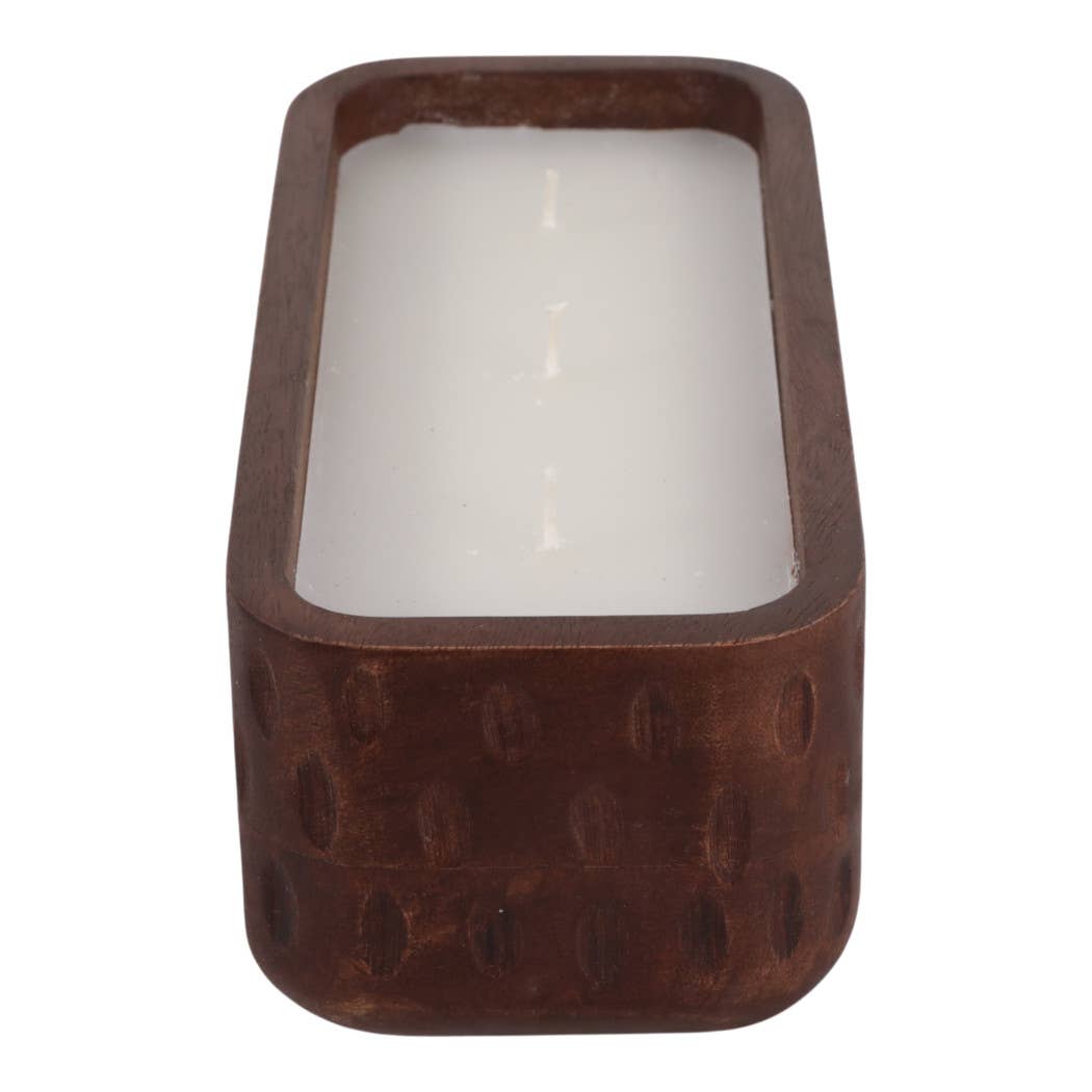 Brown Mango Pottery "Wood Hammered", 18 Oz, Vanilla Scented Candle