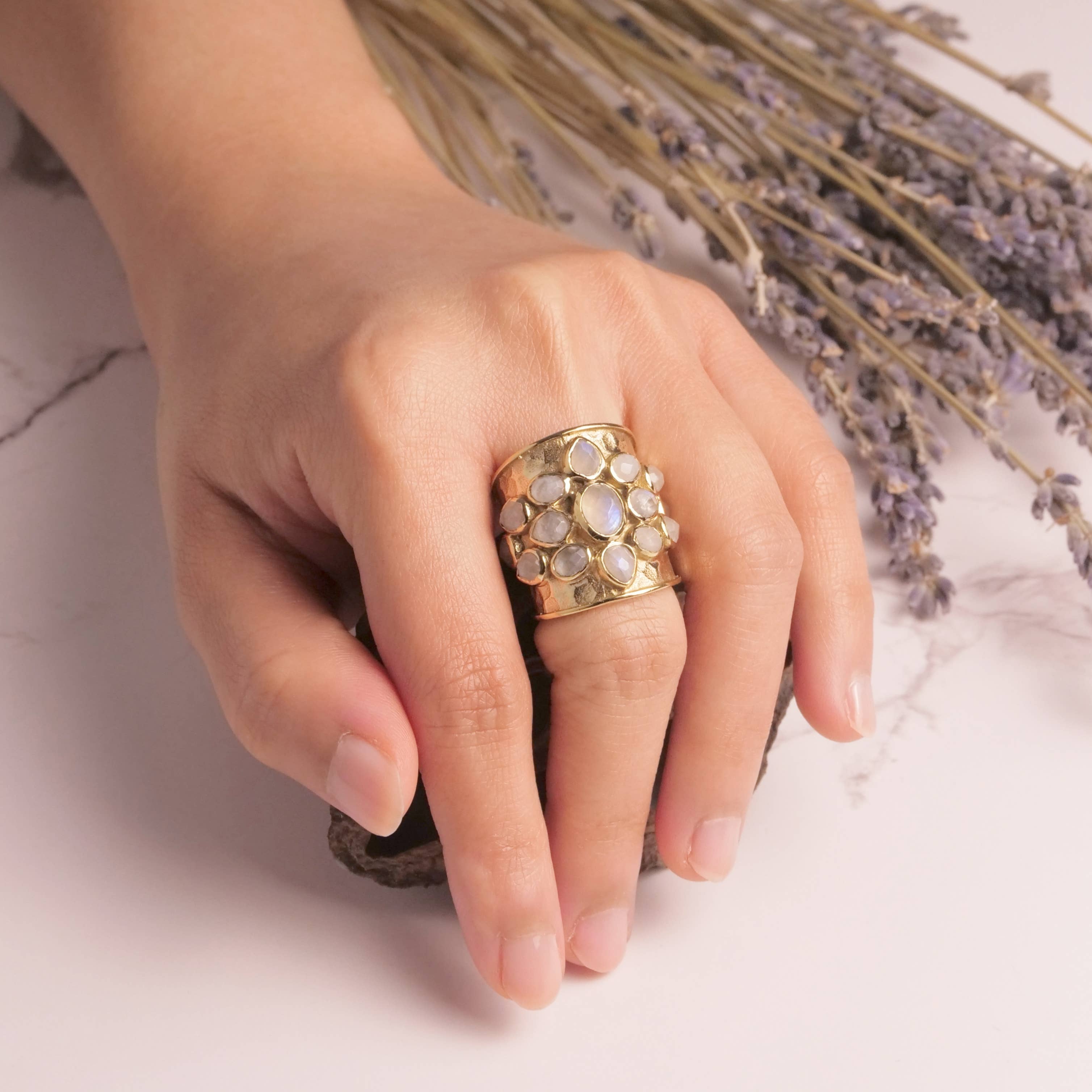 Baizaar - Moonstone Cluster Ring