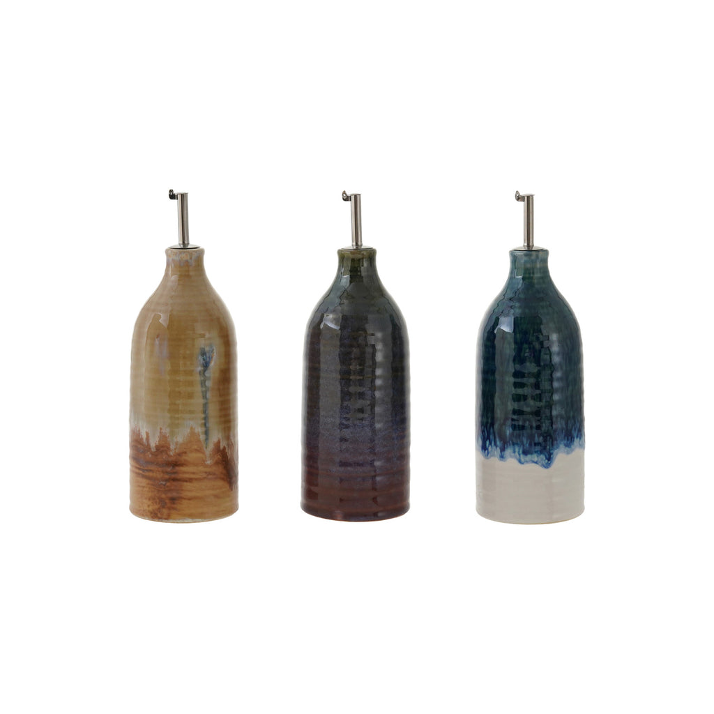 Stoneware Oil Cruet with Stainless Steel Spout, 26 oz.
