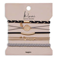"Inspire" Grey and Black with Gold Flower Accent Hair Tie Bracelets- K'lani hair tie bracelets