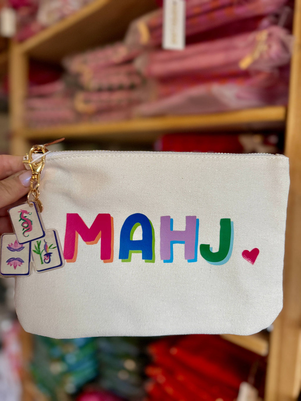Mahjong Canvas Bag w/ tile zipper