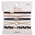 "Connect" Black and Cream with Gold Accent Hair Tie Bracelets-K'lani hair tie bracelets