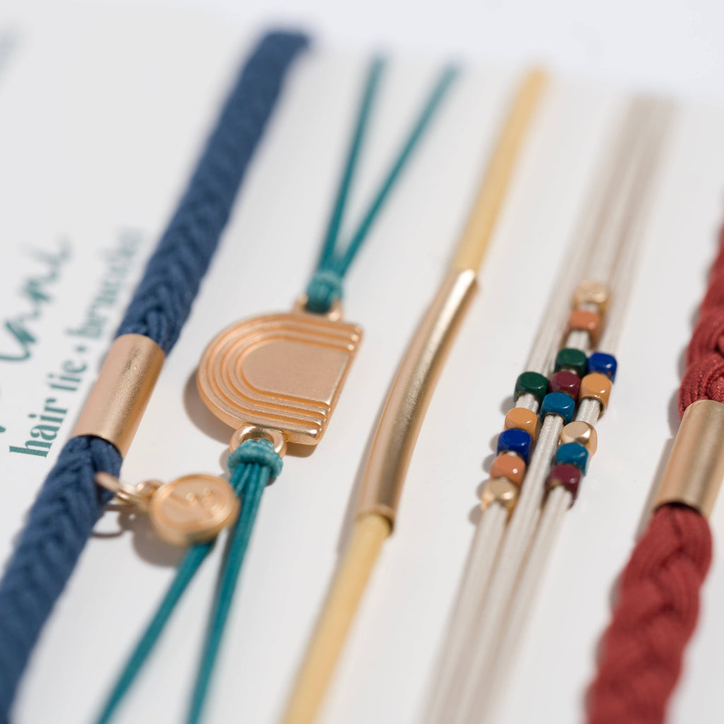 "Imagine" Gold Rainbow Themed Hair Tie Bracelets- K'lani hair tie bracelets