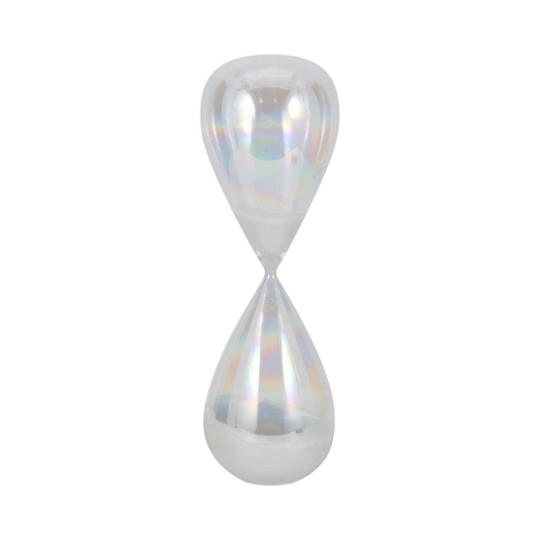 Glass Large Iridescent Teardrop Hourglass - Clear, 20 in.