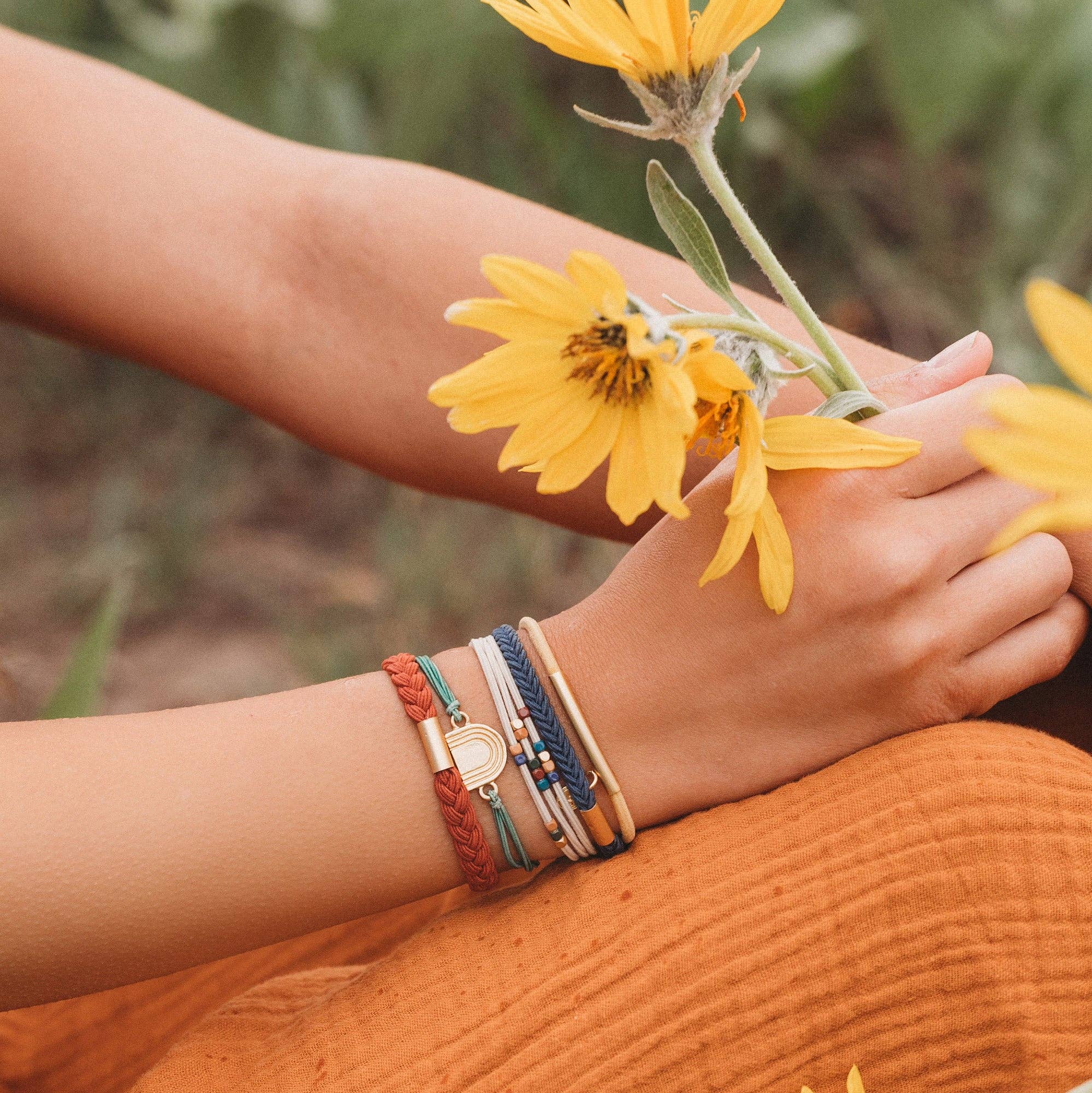 "Imagine" Gold Rainbow Themed Hair Tie Bracelets- K'lani hair tie bracelets
