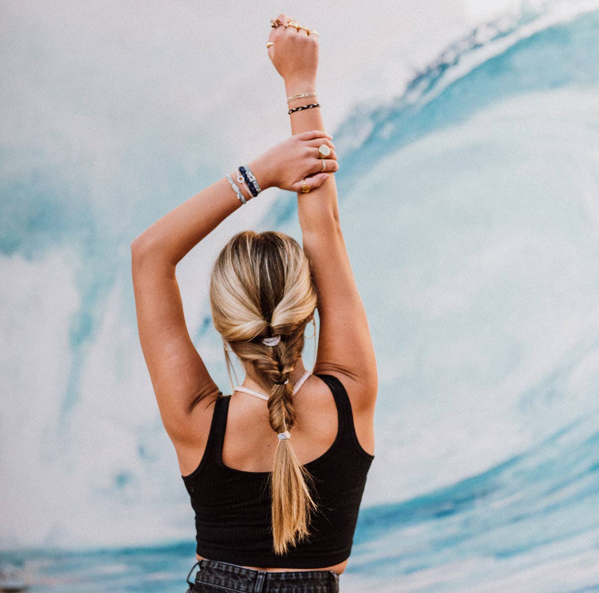 "Dream" Shades of Blue with Silver Accents Hair Tie Bracelets- K'lani hair tie bracelets