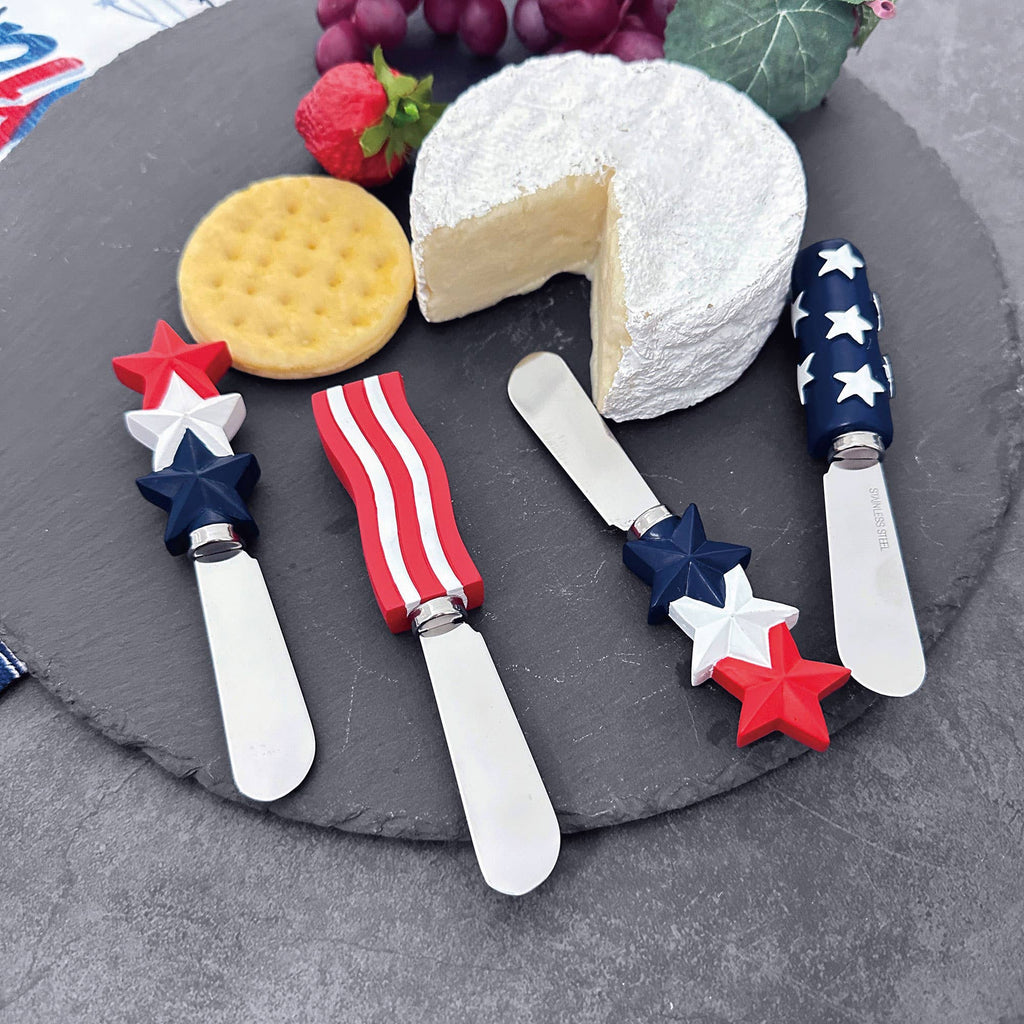 4-Piece American Flag Polyresin Cheese Spreader