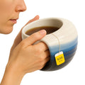 Double Hand Warmer Mug, Blue, Handmade Pottery