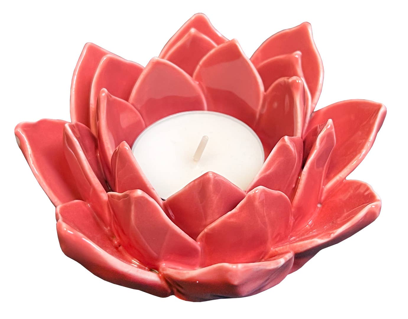 Coral - Forever Floral Ceramic Tea Light Holder -