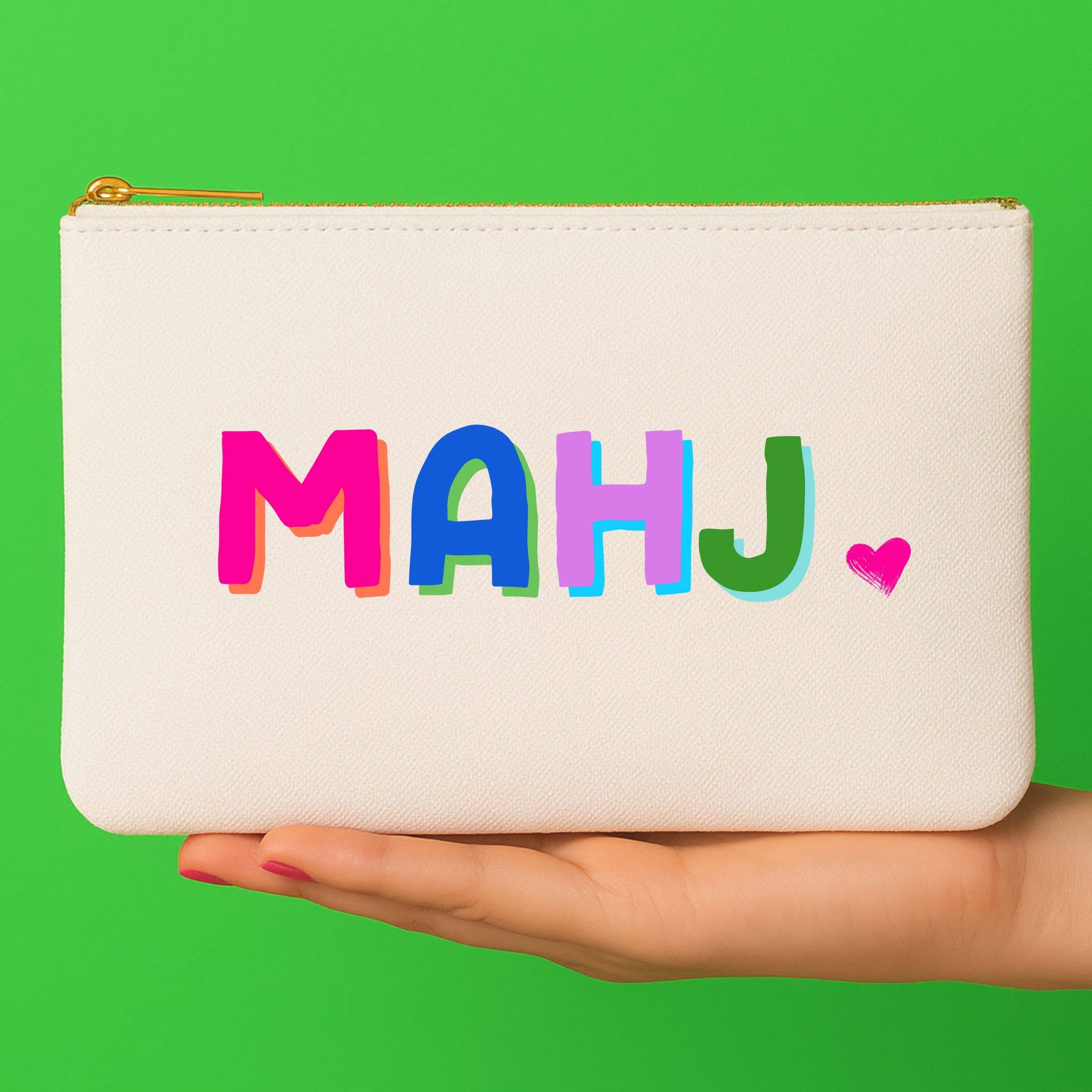Mahjong Canvas Bag w/ tile zipper