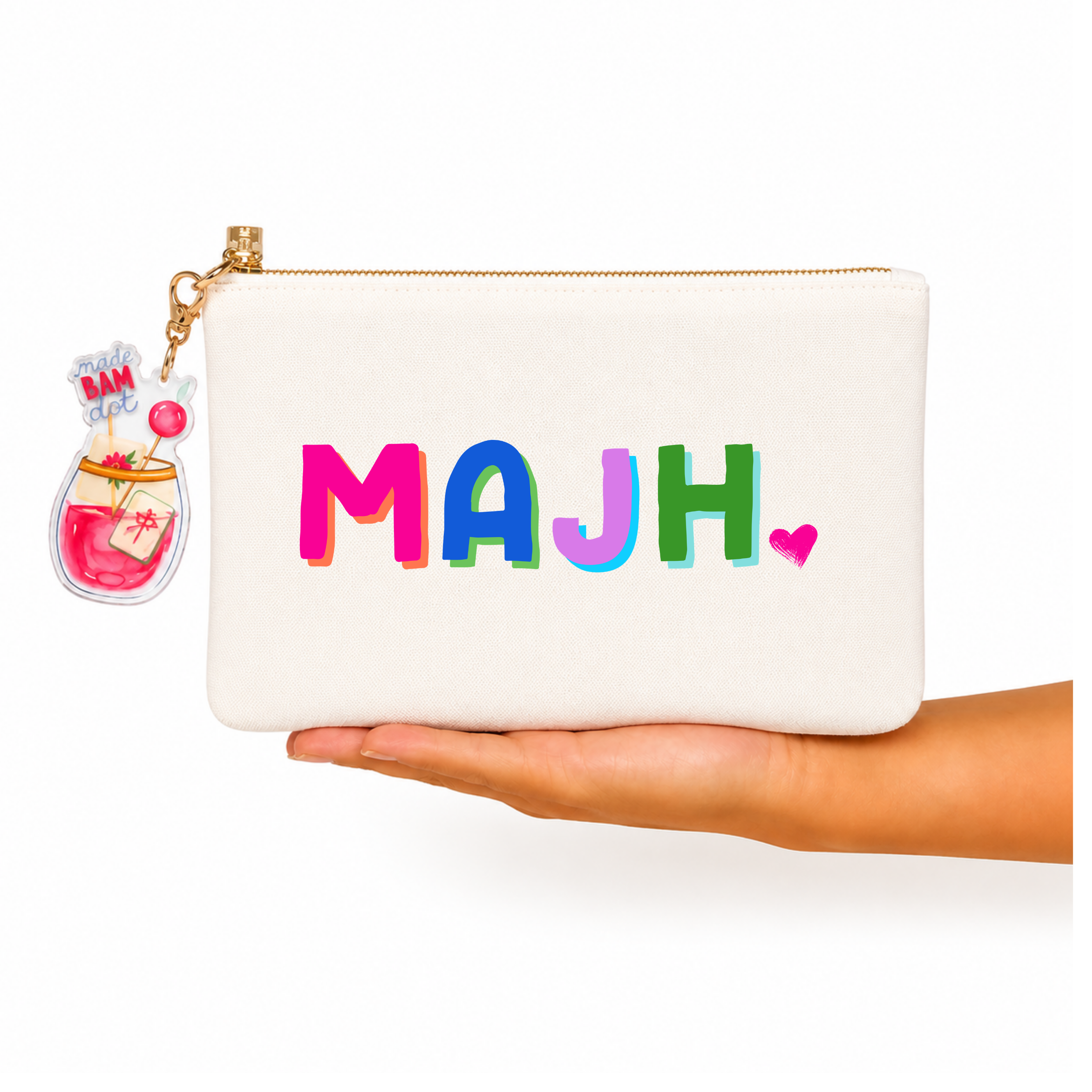Mahjong Canvas Bag w/ tile zipper