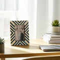 4x6 in. Picture Frame - Blue/White Resin Chevron Striped