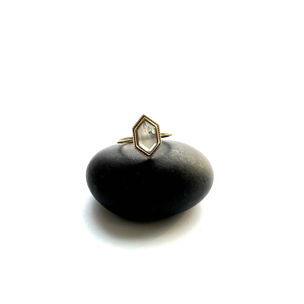 Baizaar - Brass Moonstone Solitaire Ring