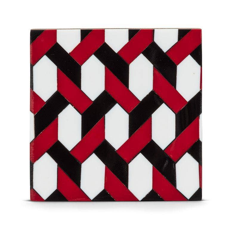 Set of 4 Mosaic Coasters-Red-4"Square
