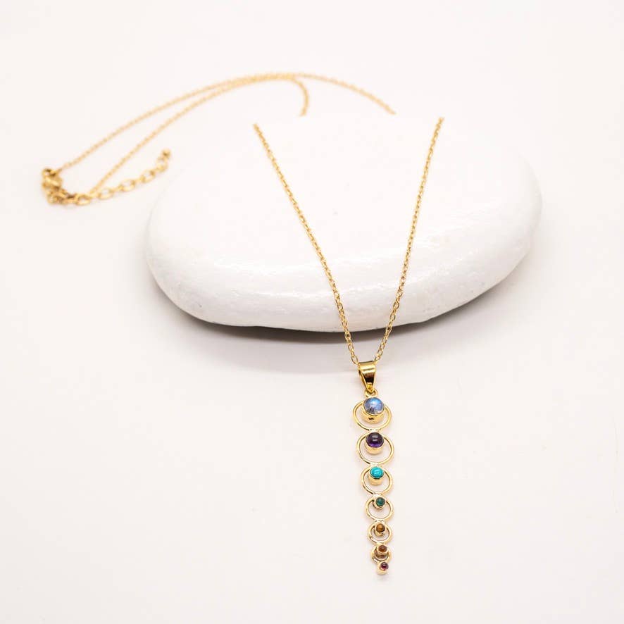 Baizaar - Brass Stone Chakra Necklace