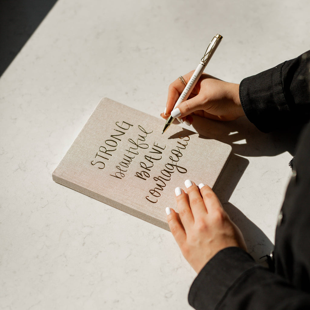 Strong Beautiful Brave Courageous - Fabric Journal