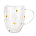 Gold Foil Hearts - Double-Wall Tea Cup with Handle -