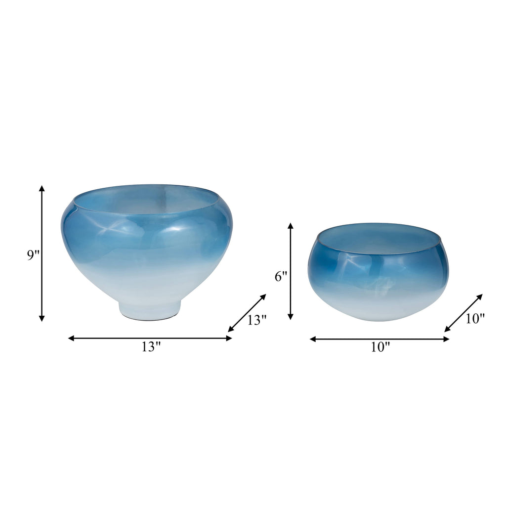 Decorative Bowls - Blue Glass Ombre, 10/14 in.