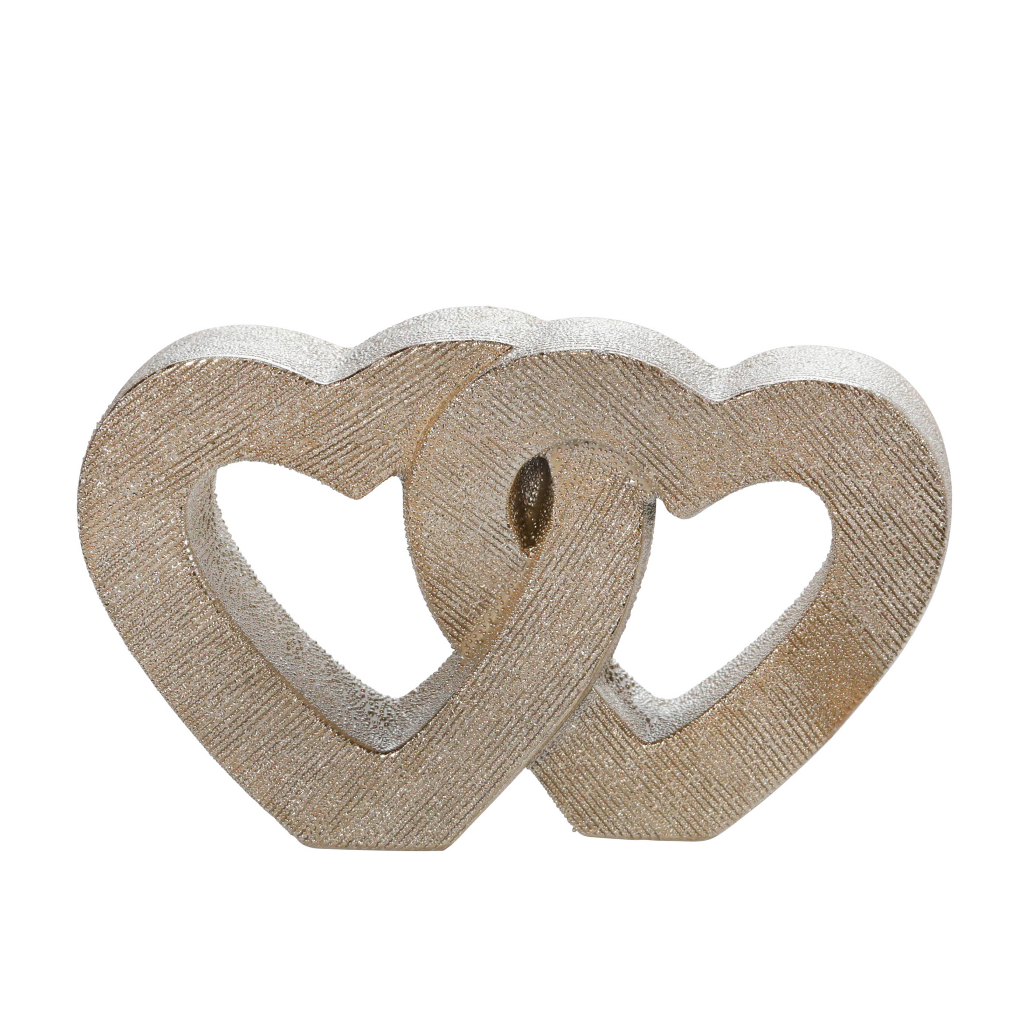 Gold Ceramic Double Heart Table, 10 in.