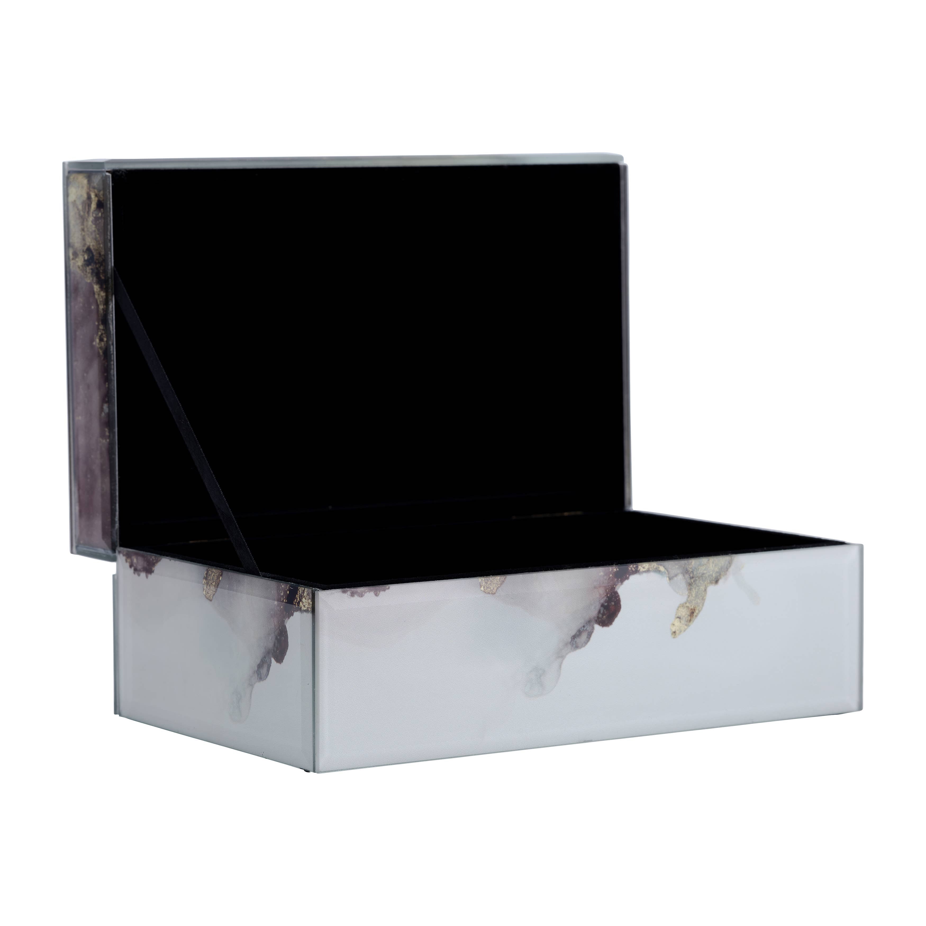 Decorative Box - White/Beige/Gold Wood