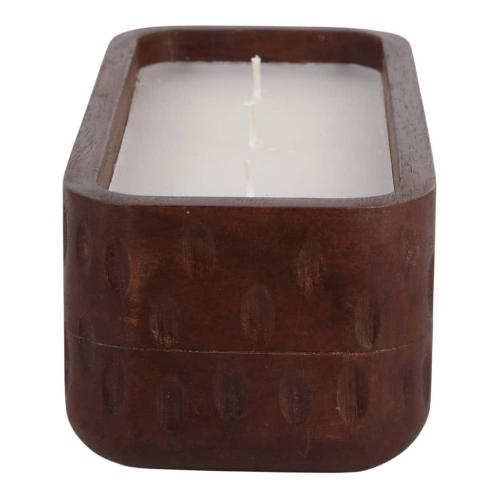 Brown Mango Pottery "Wood Hammered", 18 Oz, Vanilla Scented Candle