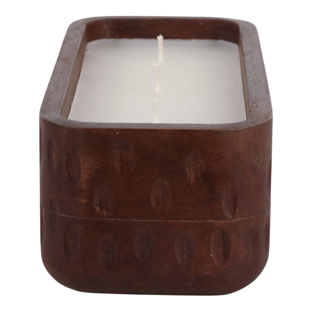 Brown Mango Pottery "Wood Hammered", 18 Oz, Vanilla Scented Candle