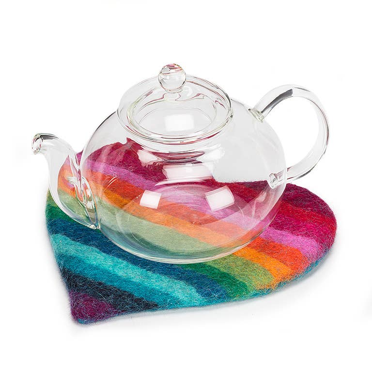 Rainbow Stripe Heart Trivet-9"W