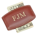 Brown Leather Money Clip - Gift for Him