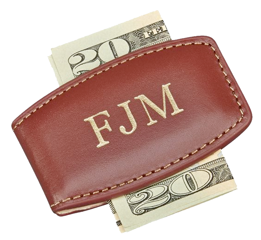 Brown Leather Money Clip - Gift for Him