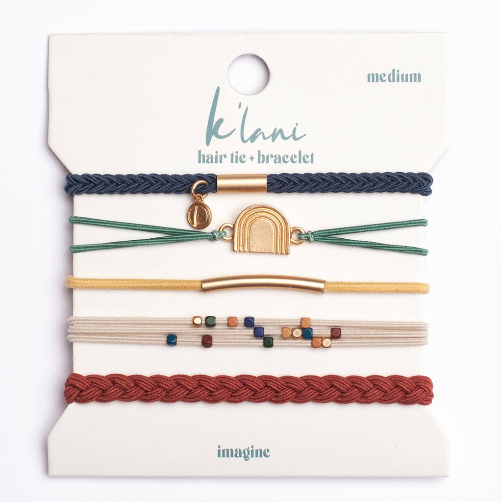 "Imagine" Gold Rainbow Themed Hair Tie Bracelets- K'lani hair tie bracelets