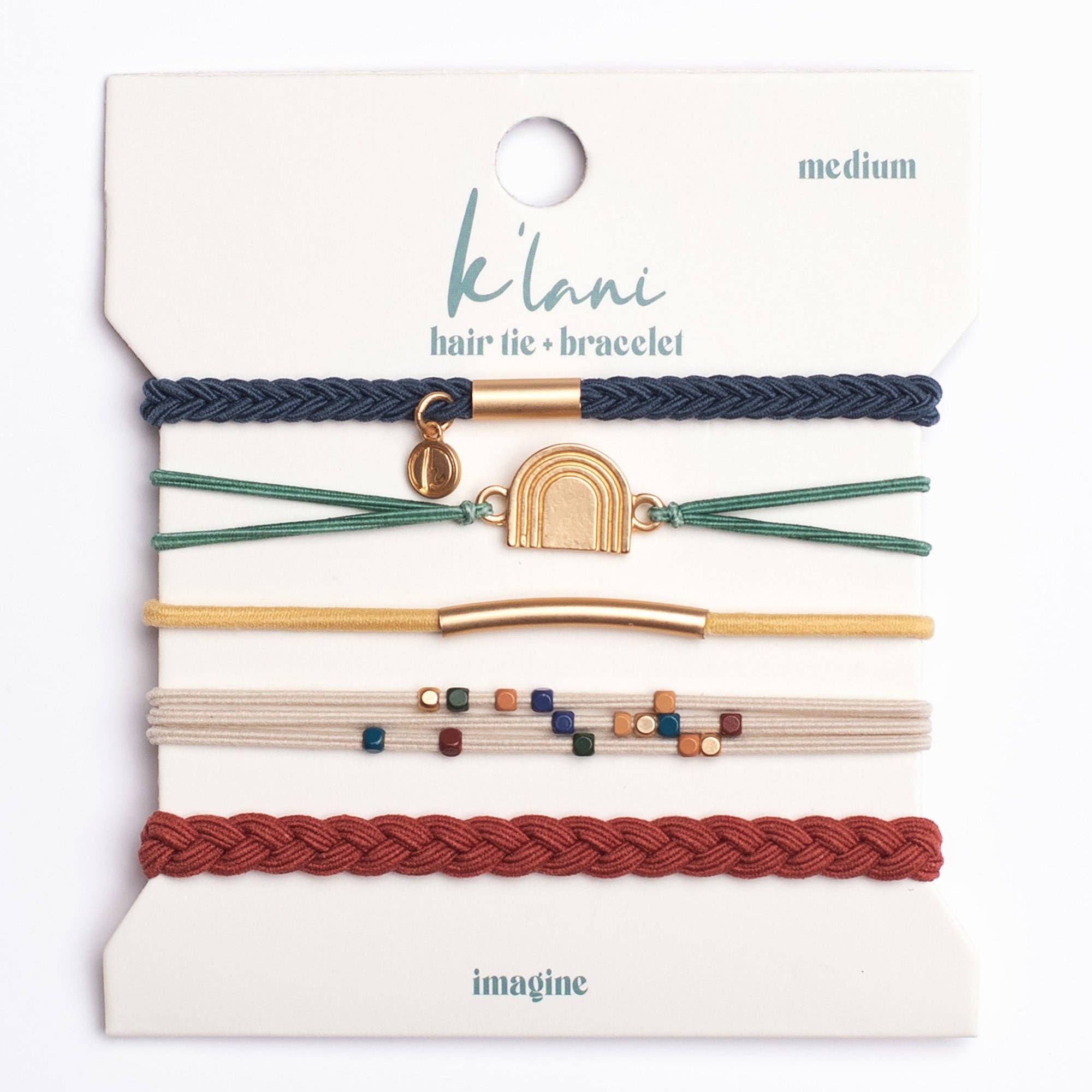 "Imagine" Gold Rainbow Themed Hair Tie Bracelets- K'lani hair tie bracelets