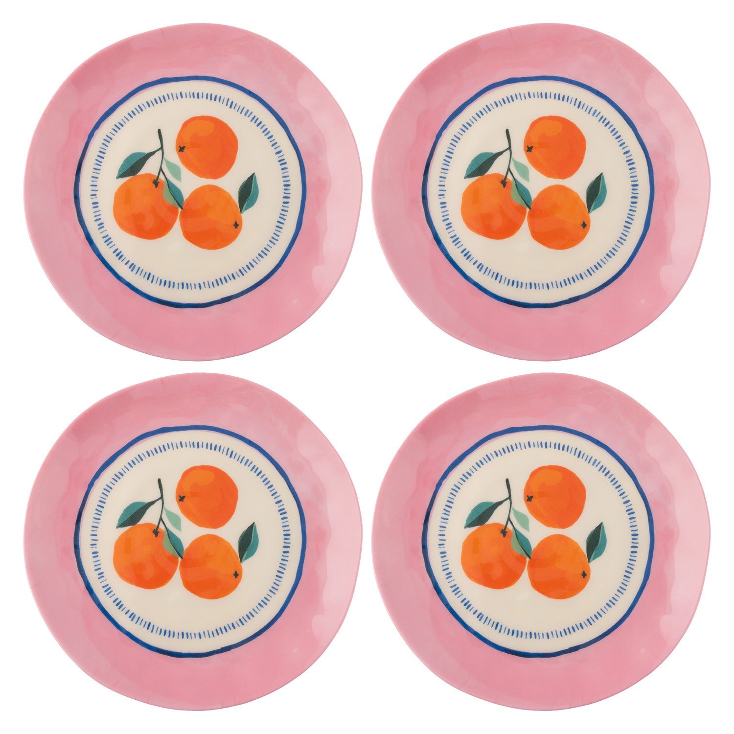 MELAMINE SALAD PLATE S/4  ORANGES (S25)
