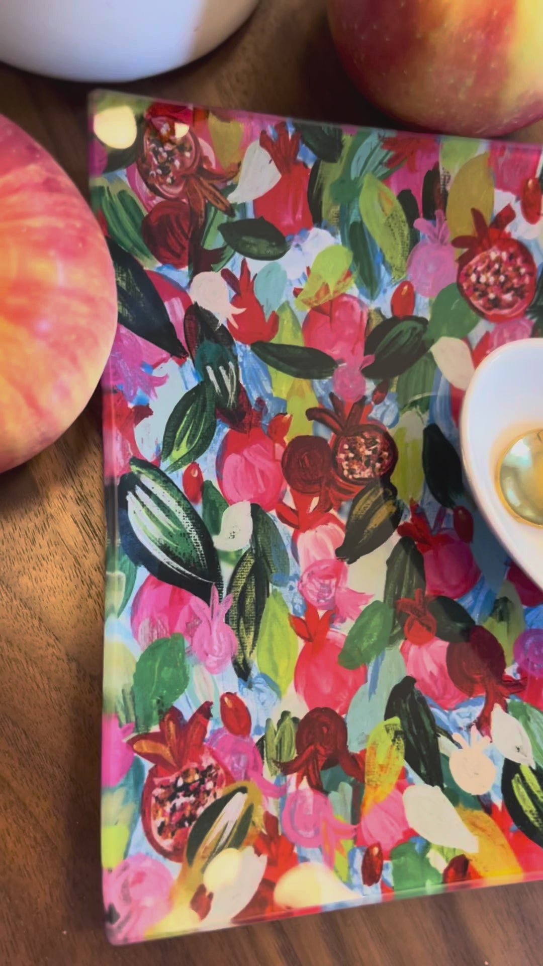 Red Pomegranates Rosh Hashanah | Apple & Honey Dish Set