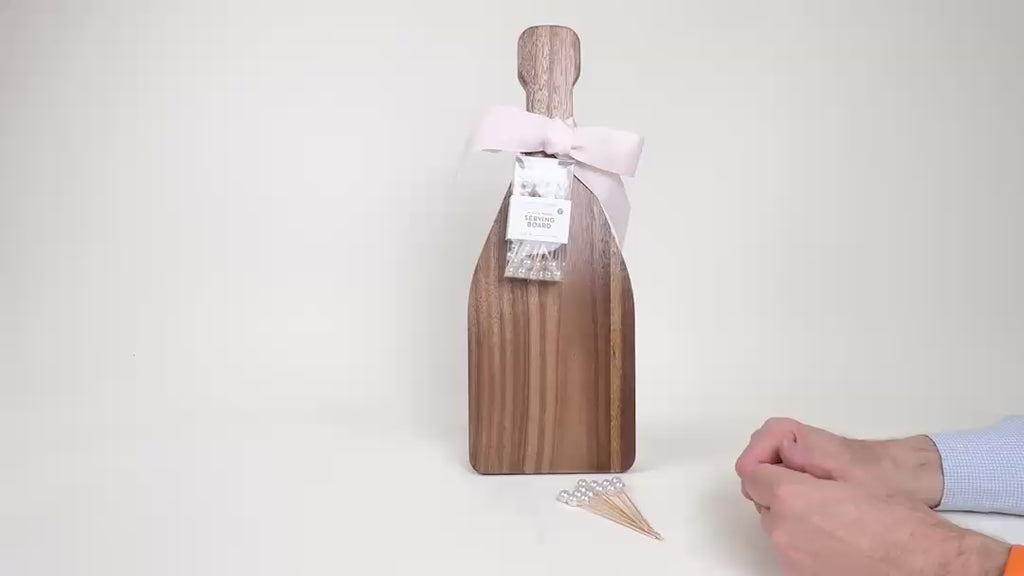 Champagne Bottle Charcuterie / Dessert Serving Board with 20 Pearl Picks